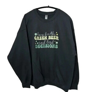 St Patrick’s Day Sweatshirt Funny Black Green Gold Unisex NWOT